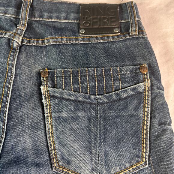 Ring of Fire Jeans Mens 30x32 Boot Cut Del Rey Dark Wash Distressed Denim - Picture 7 of 13